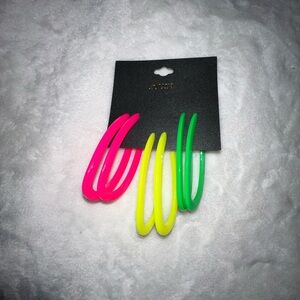 Vibrant Neon Hoop Earrings Set